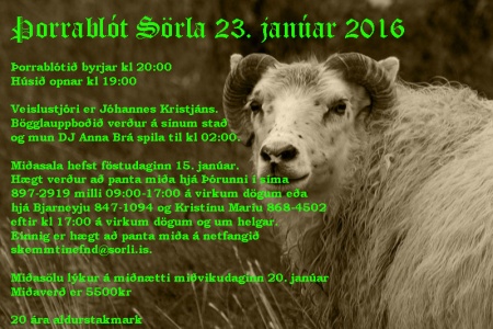 Sörli Hestamannafélag, Íþrótt, Lífstíll, Þorrablót, 2016